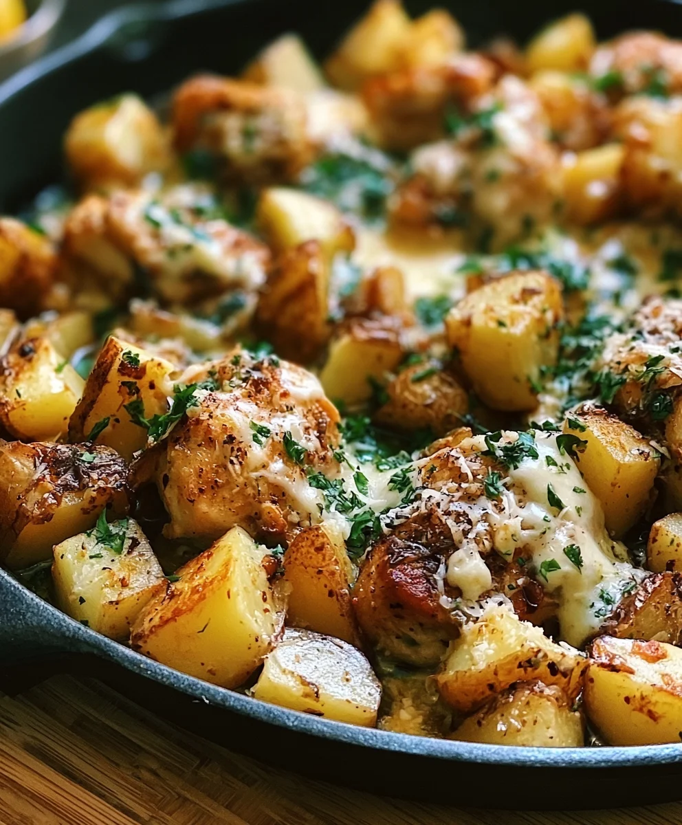 Garlic Parmesan Chicken and Potatoes Skillet